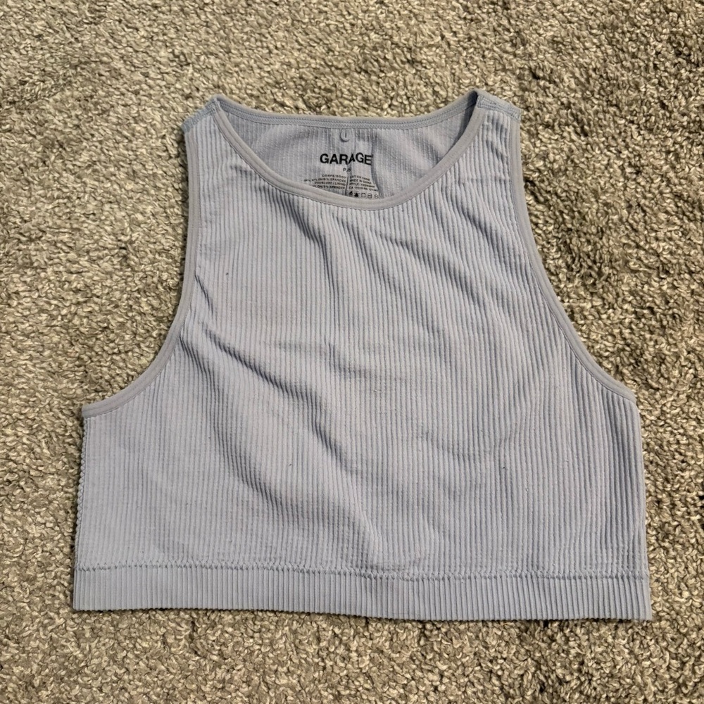 Garage Women's Blue Ribbed Crop Top